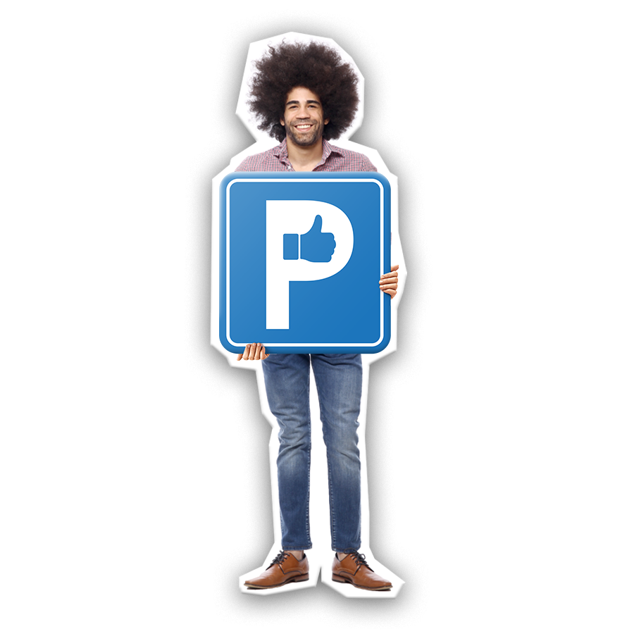 Man met parkeerbord in de hand